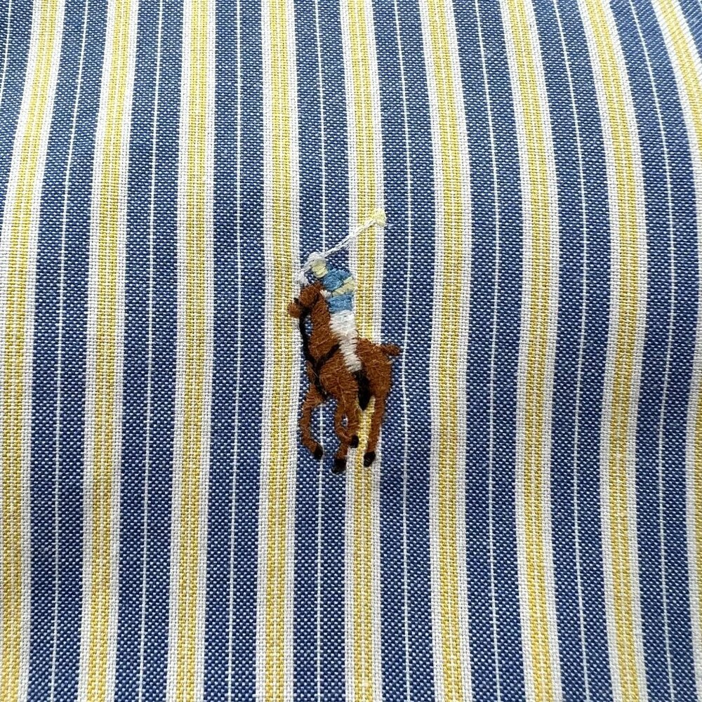 Ralph Lauren Flesh Pony Mens Shirt 16 Striped Button Yarmouth 33 Long Sleeve XL - Picture 2 of 9